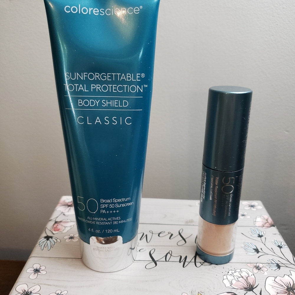Colorescience spf 50 Sunforgettable Body Shield Classic & Brush on Sunscreen